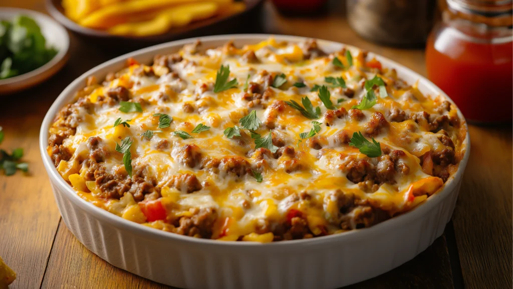 Serving Smoked Hamburger Casserole