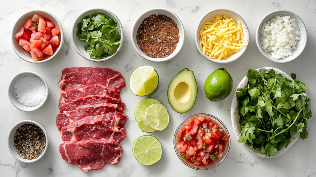 Ingredients Steak Tacos with Taco Seasoning