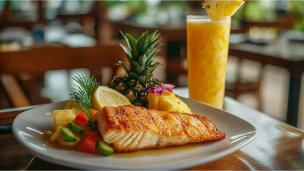 Serving Fried Mahi Mahi