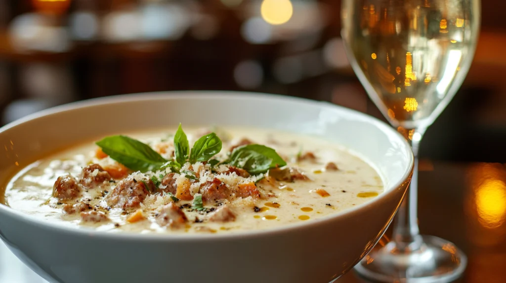 Serving Creamy Parmesan Italian Sausage Soup