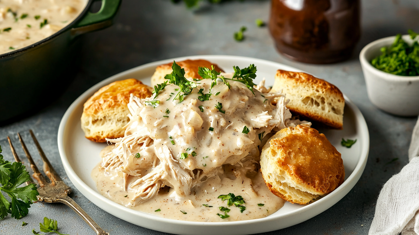 Chicken biscuits and gravy