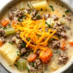 Crockpot creamy potato and hamburger soup